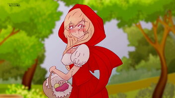 A hentai cartoon parody of Lil' Red Riding Spandex hood scolding a perv who has fuck-fest with a tree.