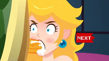 Gorgeous anime Queen Peach’s steaming game of oral fucky-fucky and dt