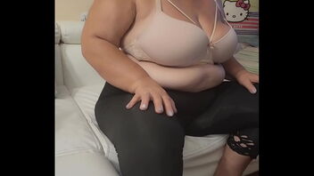 Mistress, a 60-year-old BBW, eventually showcases her breasts.