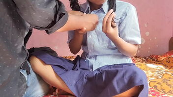 Young Indian damsel has lovemaking with her buddy as shortly as she comes home from school