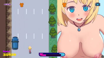 Hentai game with an exhibitionist damsel on a bike riding a plow stick to orgasm