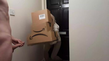 A rather eccentric individual who enjoys stroking comes across an Amazon delivery nymph and she decides to assist him in reaching an orgasm.