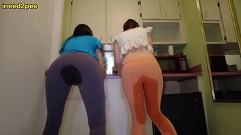 Real dame urination anxiety in cock-squeezing attire in 2022