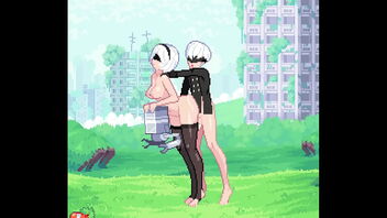 2B from Nier: Automata is a cockslut who has hookup with 9S in this hentai video.