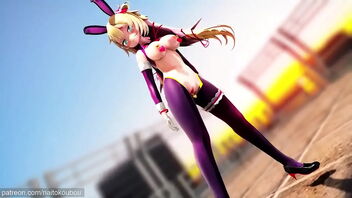 Haato's bum screwing beads adventure in MMD and Sex Bunny world